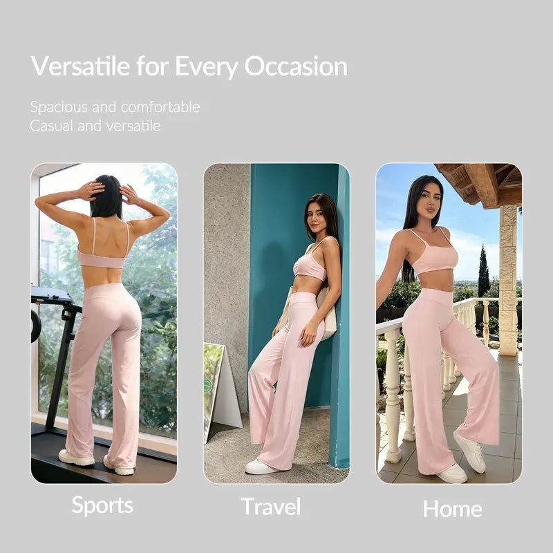 3-Pack Everyday Wide-Leg Pants – High-Waisted & Comfortable
