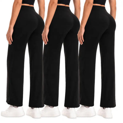 3-Pack Everyday Wide-Leg Pants – High-Waisted & Comfortable
